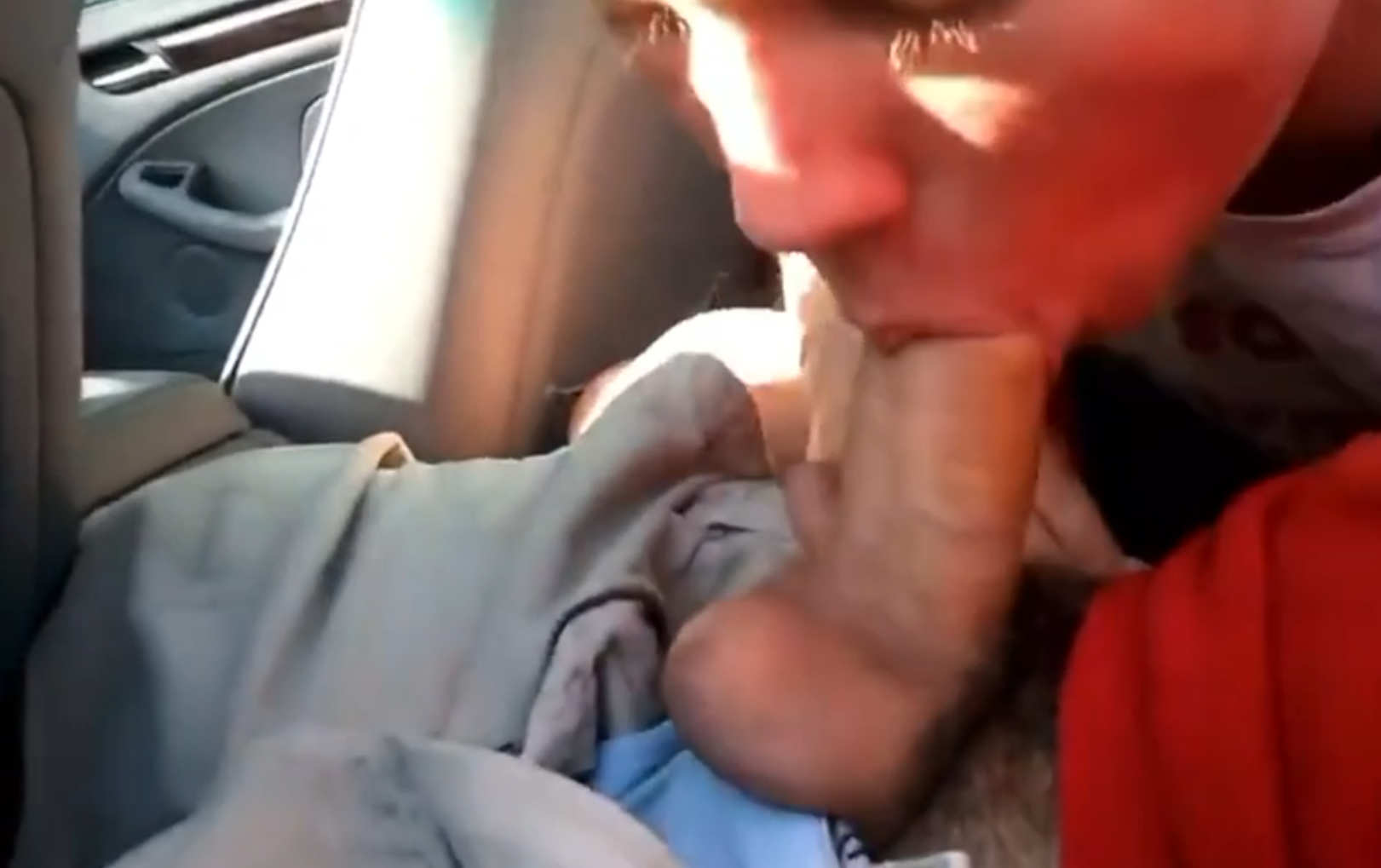 Guy Sucks Off Friend in Back Seat of Car